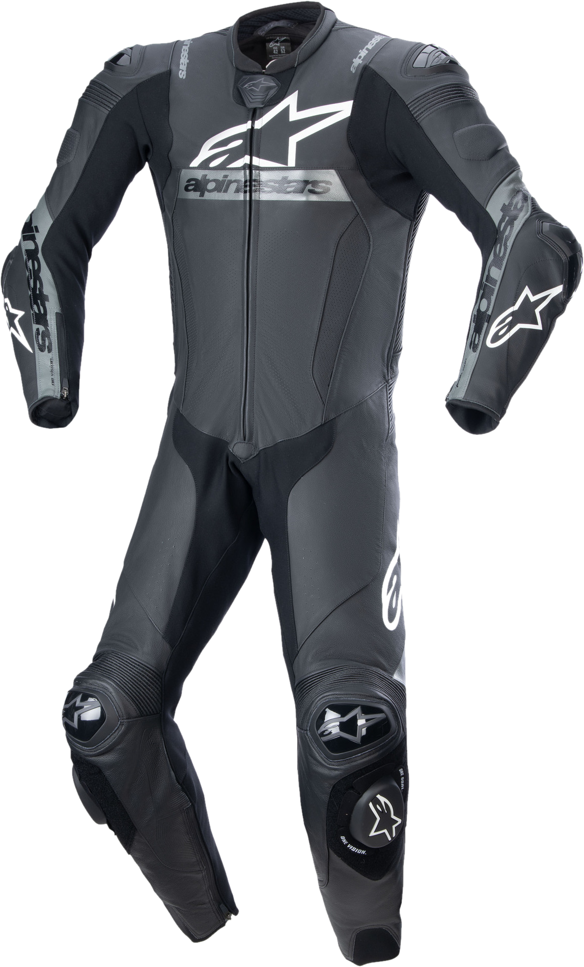 Alpinestars Mono de Moto  Missile V2 Ward 1 PC Piel Negro-Gris Metalizado