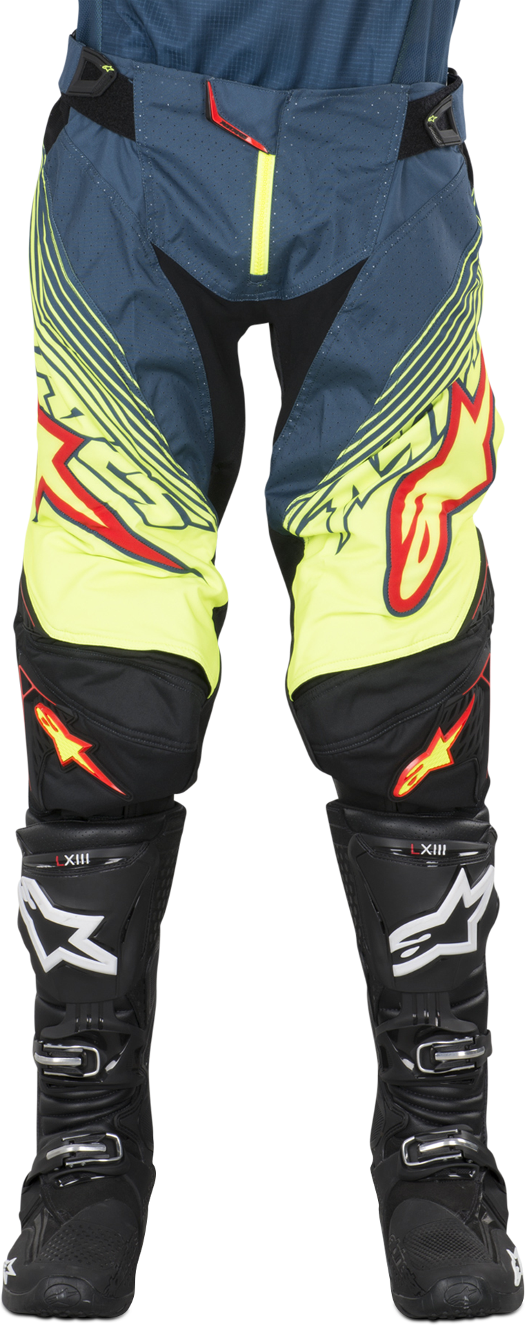 Alpinestars Pantalones de Cross  Techstar Factory Petróleo-Amarillo Fluo-Rojo