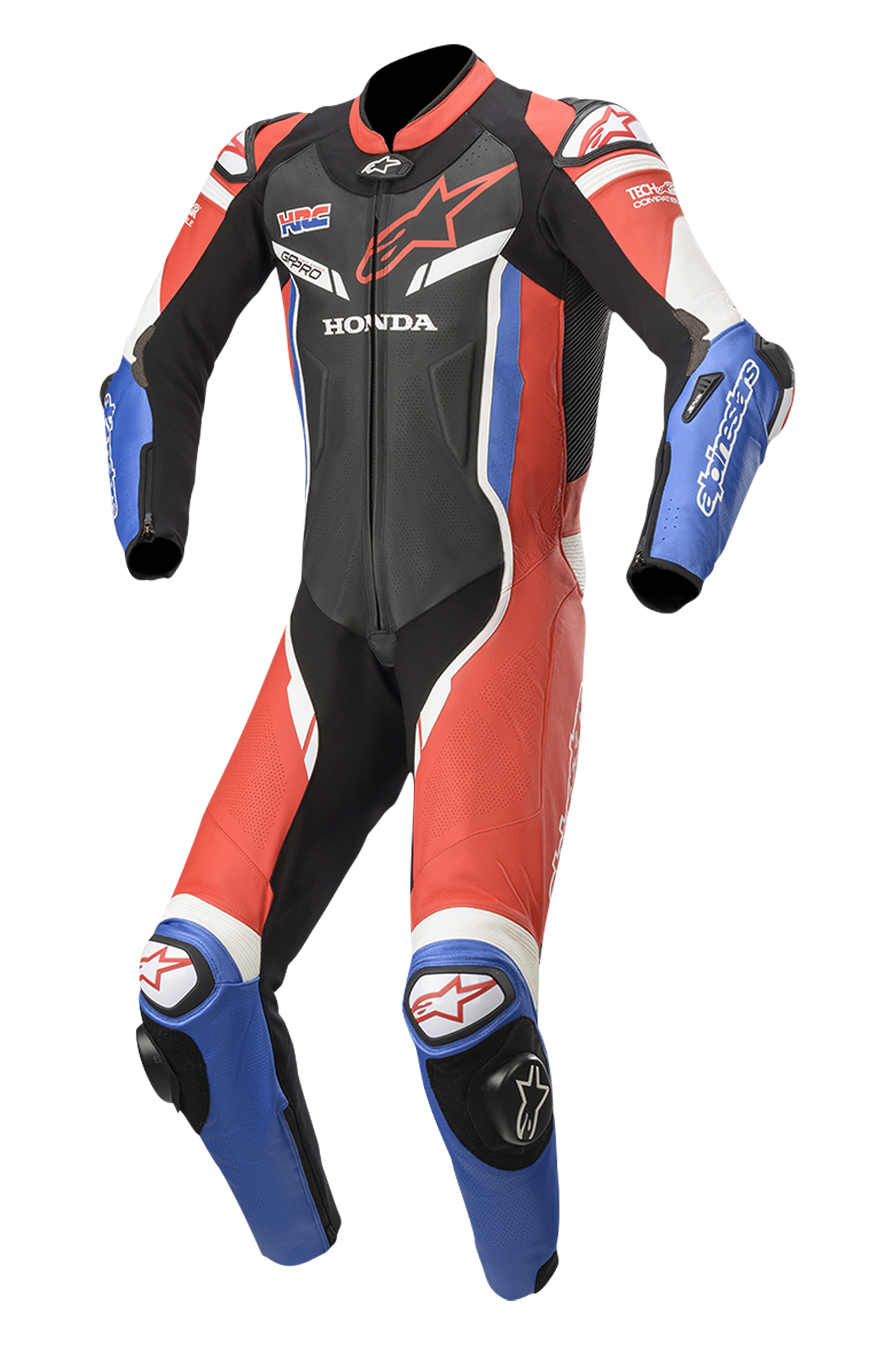 Alpinestars Mono de cuero  Honda GP Pro V2 Negro-Rojo-Azul