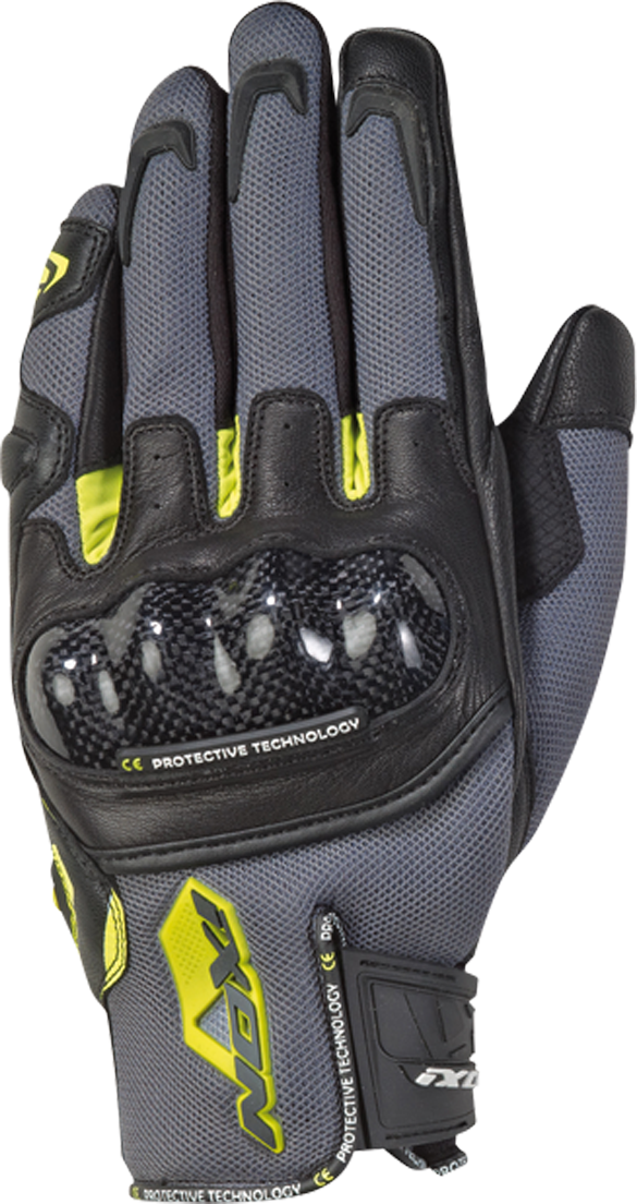 Ixon Guantes de Moto  RS Rise Air Gris-Negro-Amarillo Brillante