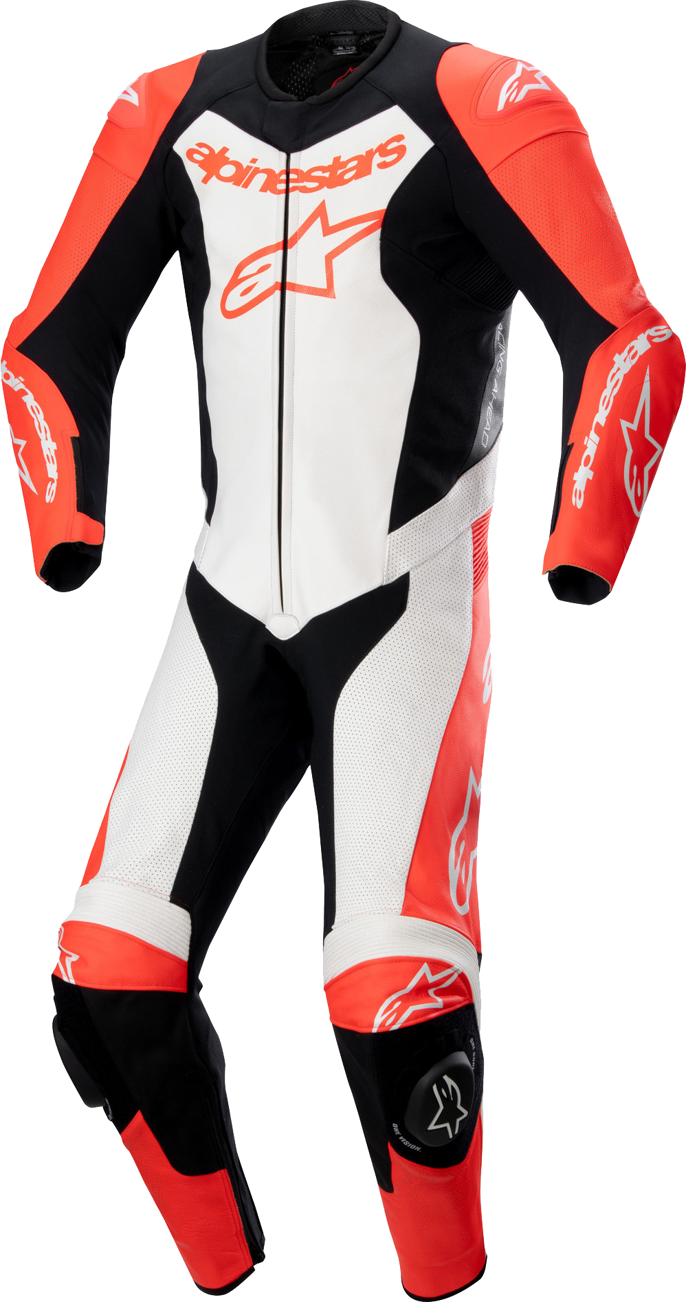 Alpinestars Mono de Cuero  GP Force Lurv 1 PC Rojo Flúor-Blanco-Negro