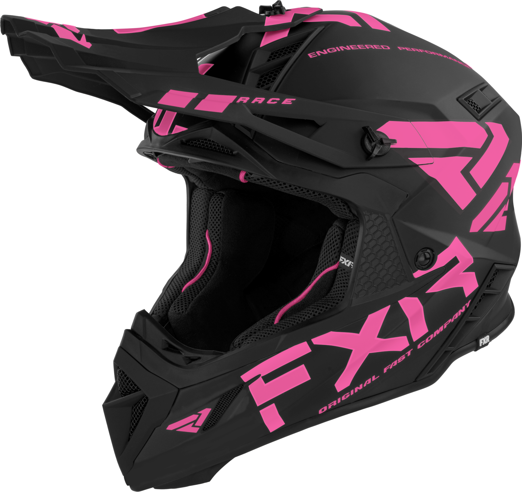 FXR Casco de Cross  Helium Race Div Negro-Rosa Eléctrico