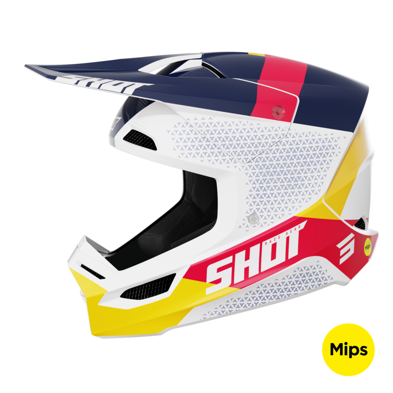 Shot Race Gear Casco de Cross Shot Race Mips® Ridge Rojo-Azul-Amarillo