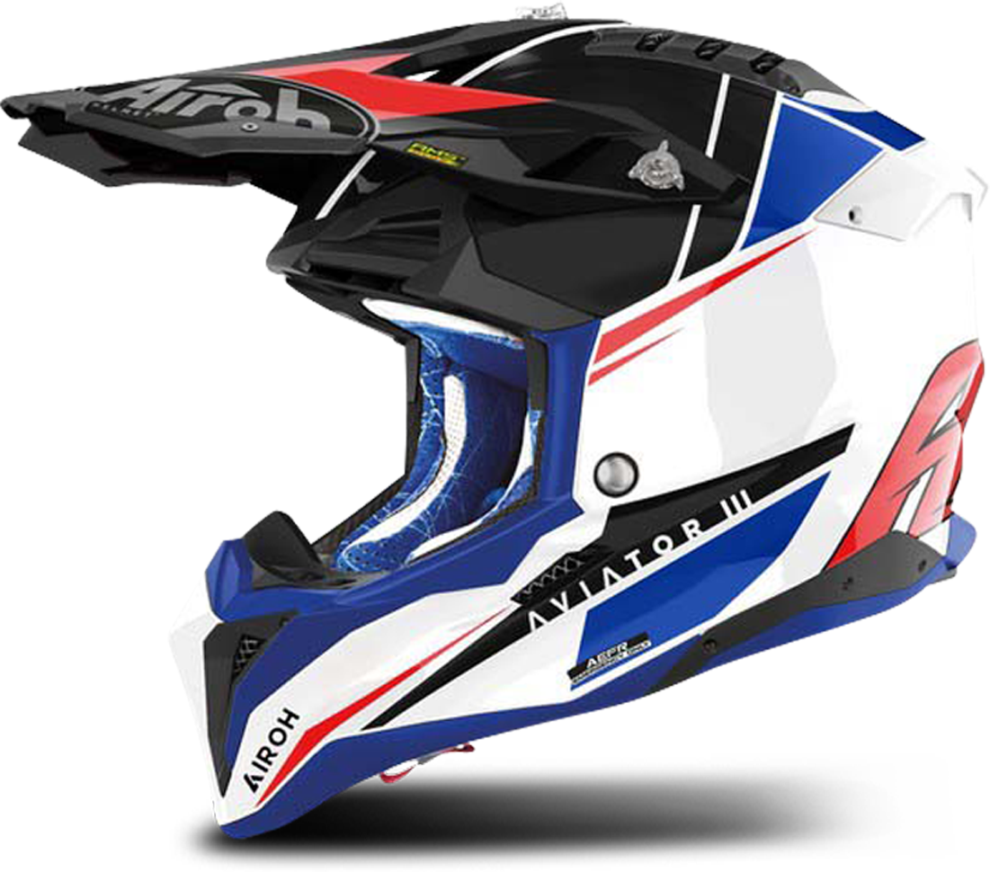 Airoh Casco de Cross  Aviator 3 Push Azul-Rojo