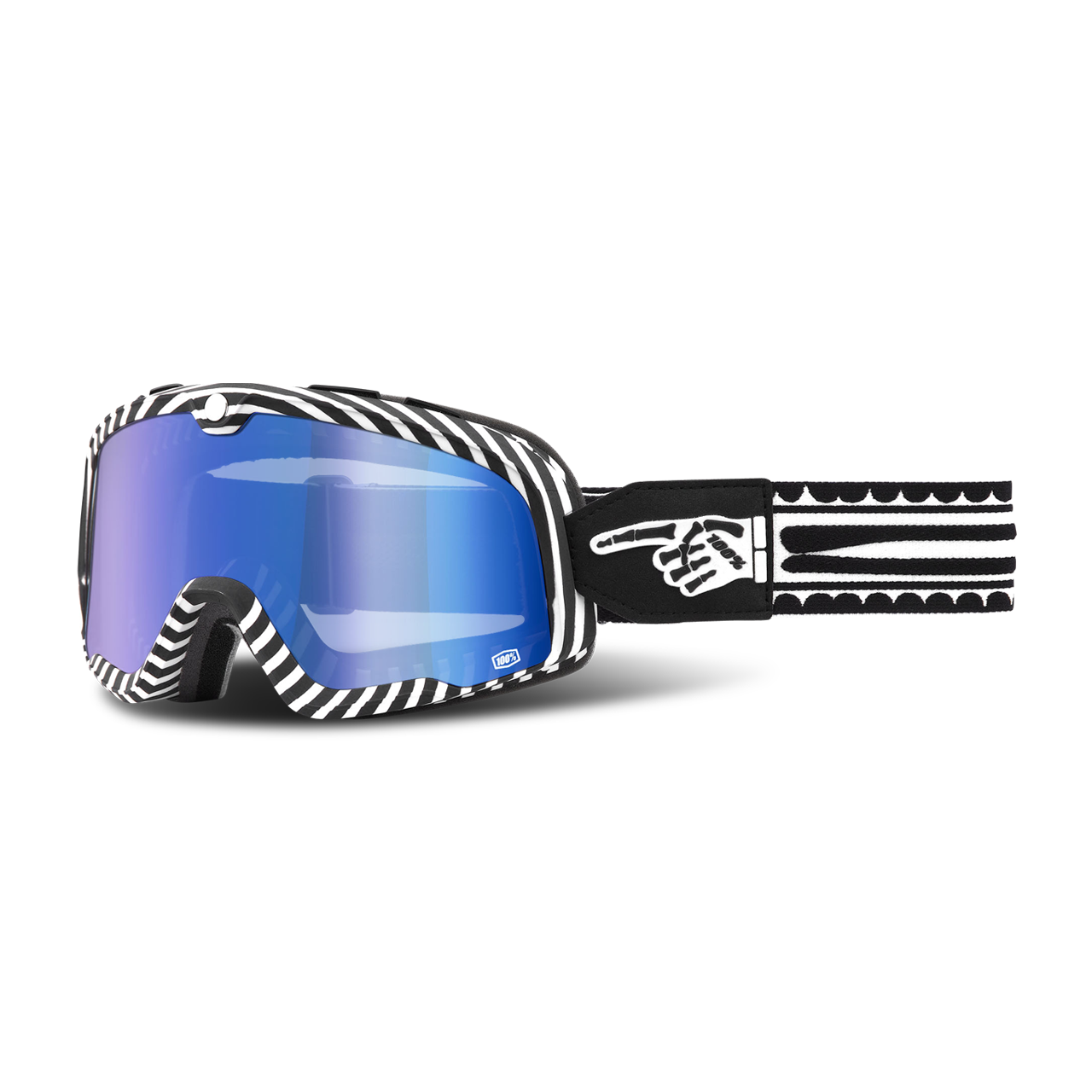 100% Gafas de Cross  Barstow Death Spray Lente Espejo Azul