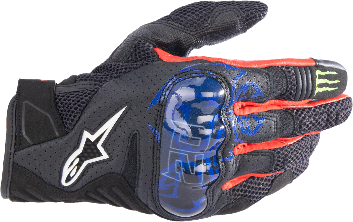 Alpinestars Guantes de Moto  FQ20 SMX-1 Air V2 Monster Negro-Azul-Rojo Brillante-Verde