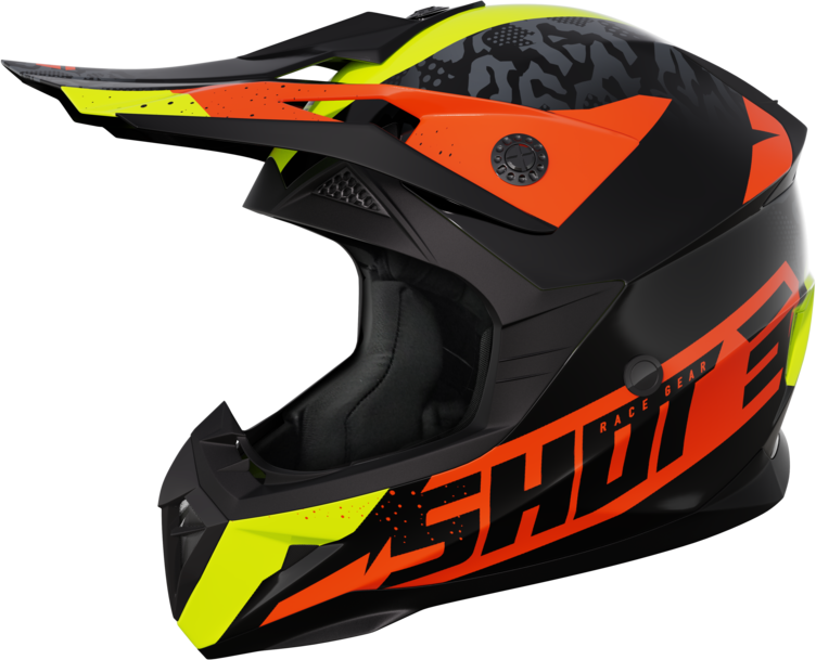 Shot Race Gear Casco de Cross Niño Shot Pulse Airfit Negro-Naranja-Amarillo Neón