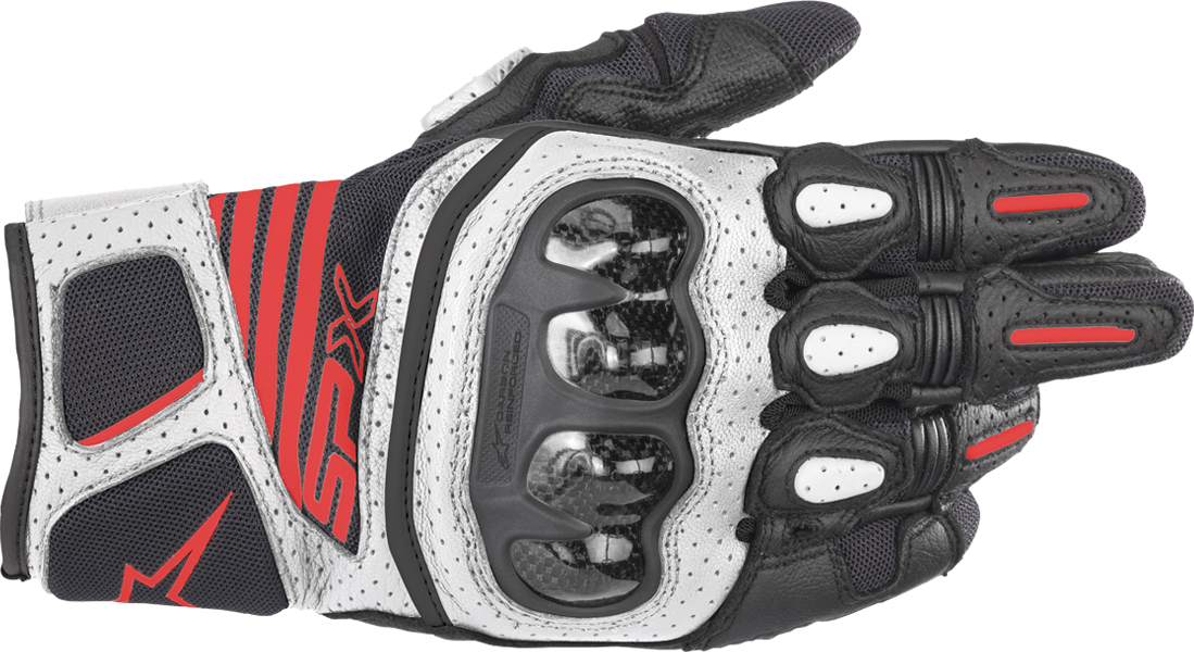 Alpinestars Guantes de Moto  SP X Air Carbon V2 Negro-Blanco-Rojo Fluo