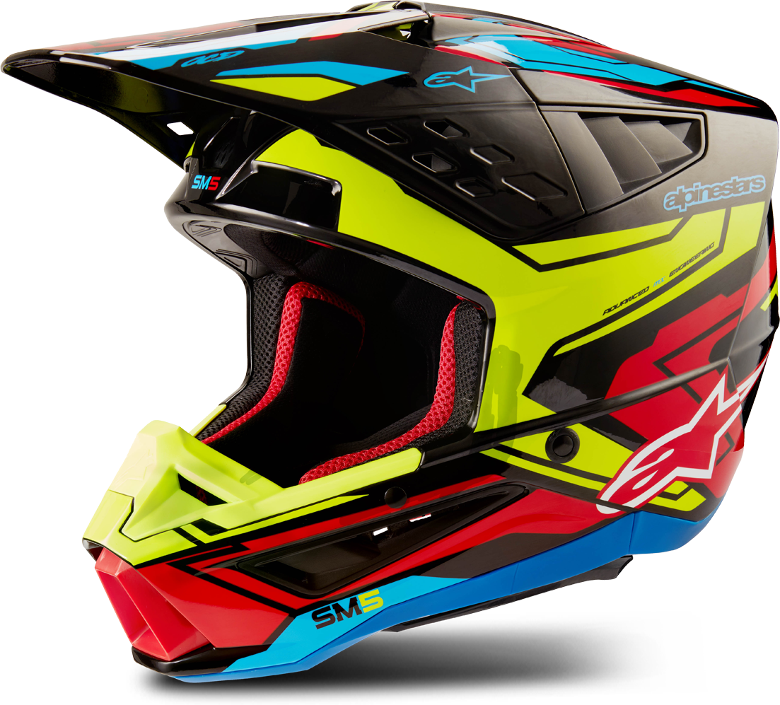 Alpinestars Casco de Cross  SM5 Action 2 Negro-Amarillo-Rojo