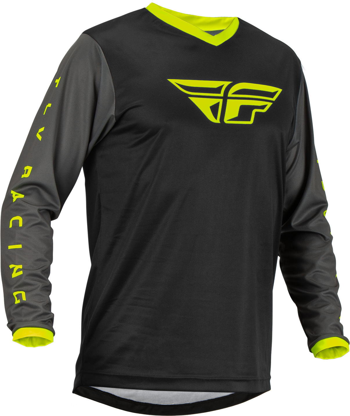 FLY Racing Camiseta de Cross  F-16 Negro-Gris-Hi-Vis