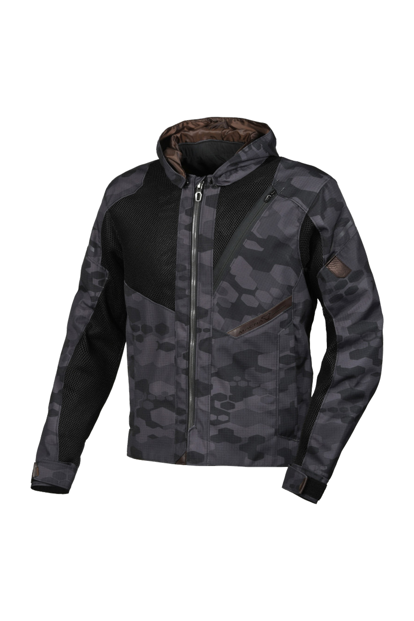 Macna Chaqueta con capucha para Moto  Farrow Negro-Gris