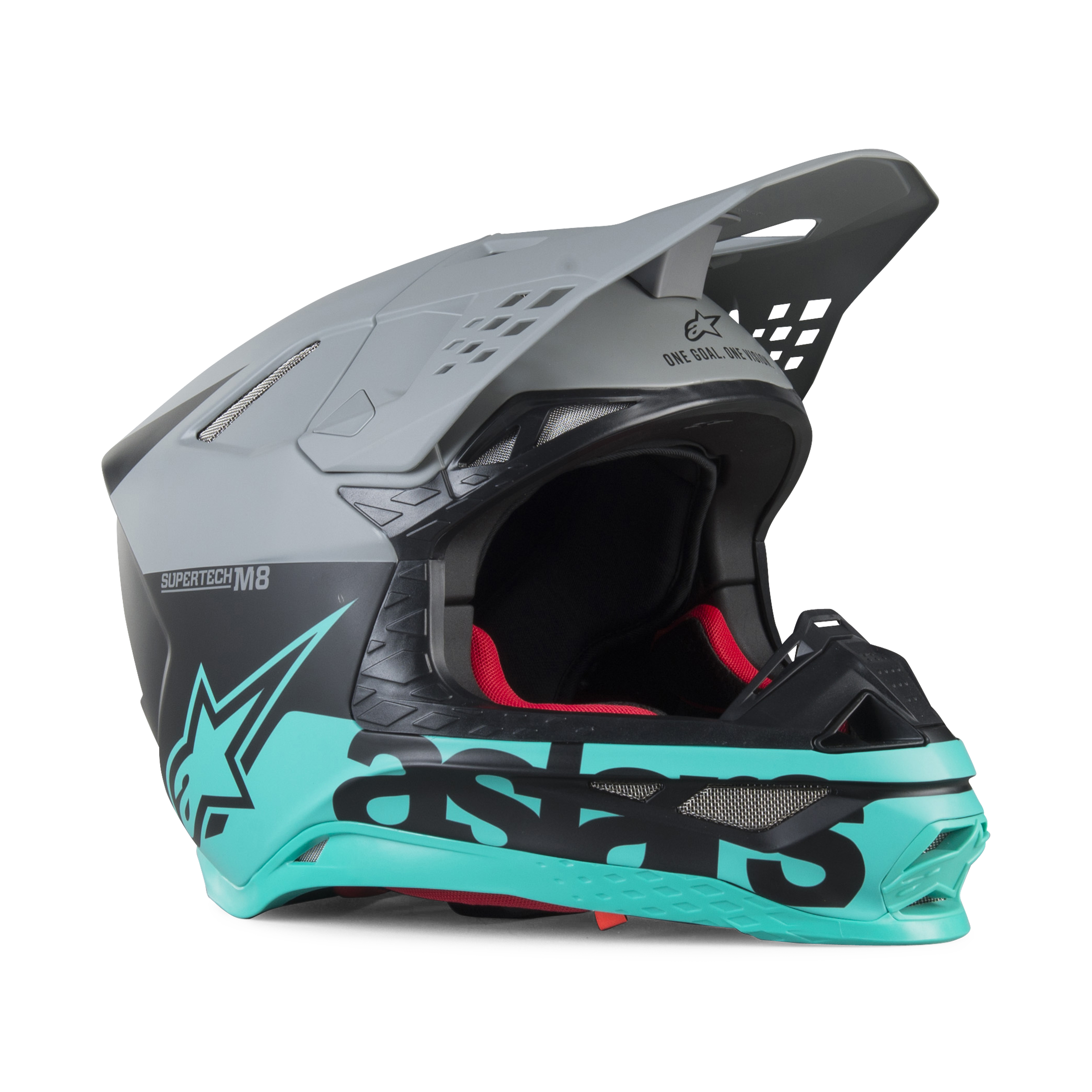 Alpinestars Casco de Cross  Supertech M8 Mips® Radium Negro Mate-Gris-Turquesa