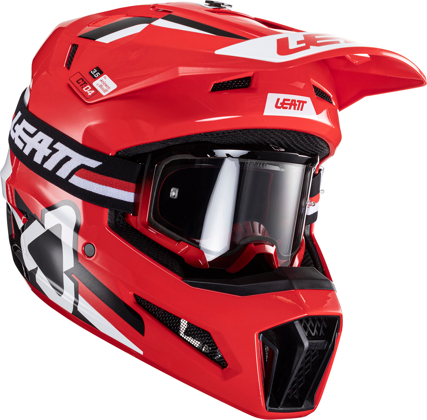 Leatt Casco de Cross con Gafas  Kit Moto 3.5 V24 Rojo