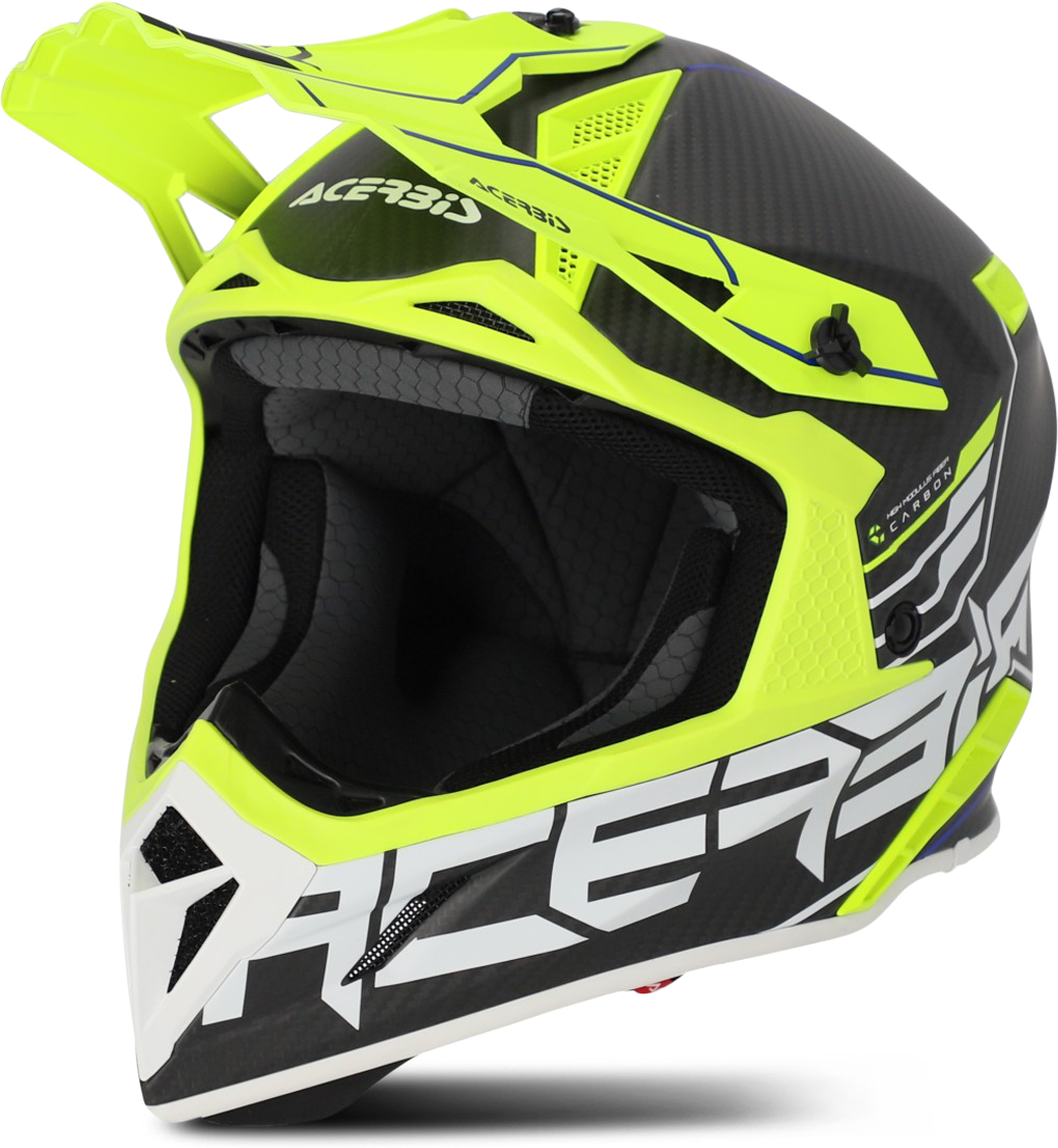 Acerbis Casco de Cross  Steel Carbon Negro-Amarillo Flúor