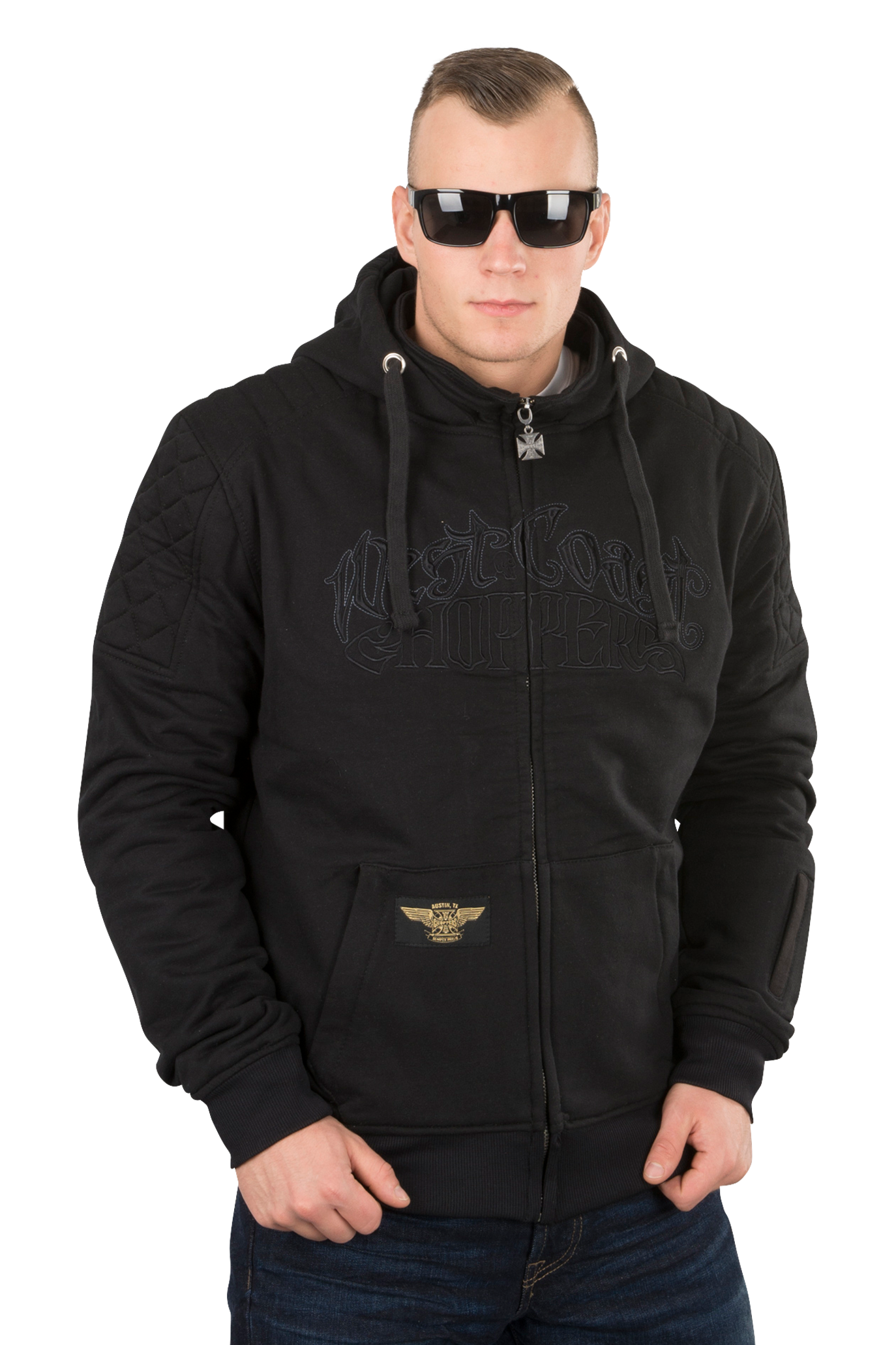 West Coast Choppers Chaqueta con capucha de Moto  Por Vida Riding Aramida Negra