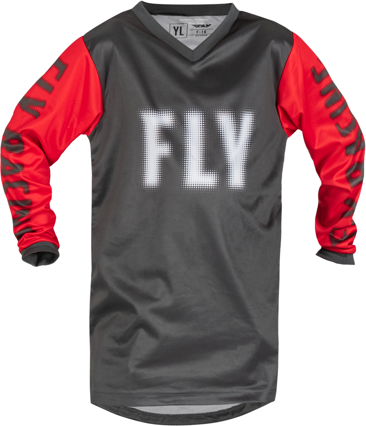 FLY Racing Camiseta de Cross Niño  F-16 Gris-Rojo