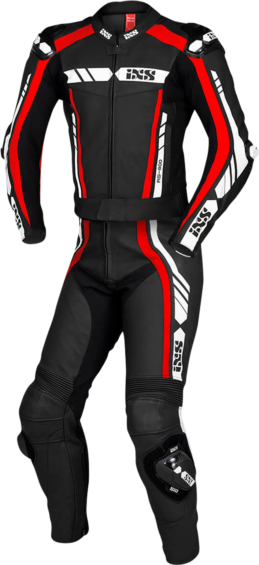 iXS Traje de cuero  RS-800 Negro-Rojo-Blanco 2-Piezas