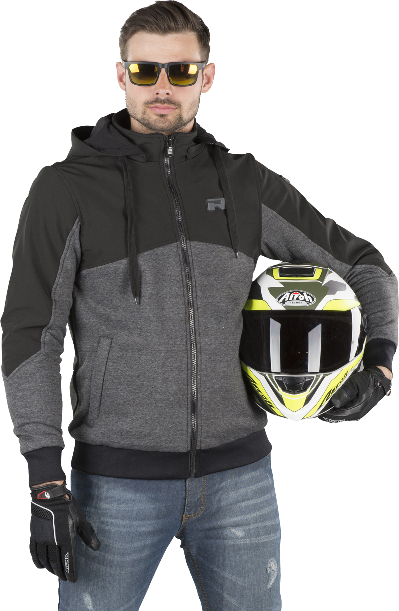 Richa Chaqueta con capucha de Moto  Titan Core Gris-Negro