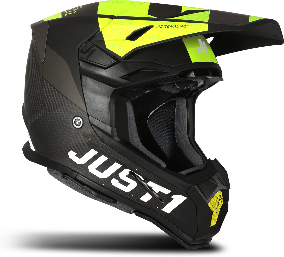 Just1 Casco de Cross  J22 C Adrenaline Negro-Amarillo Fluo-Carbono