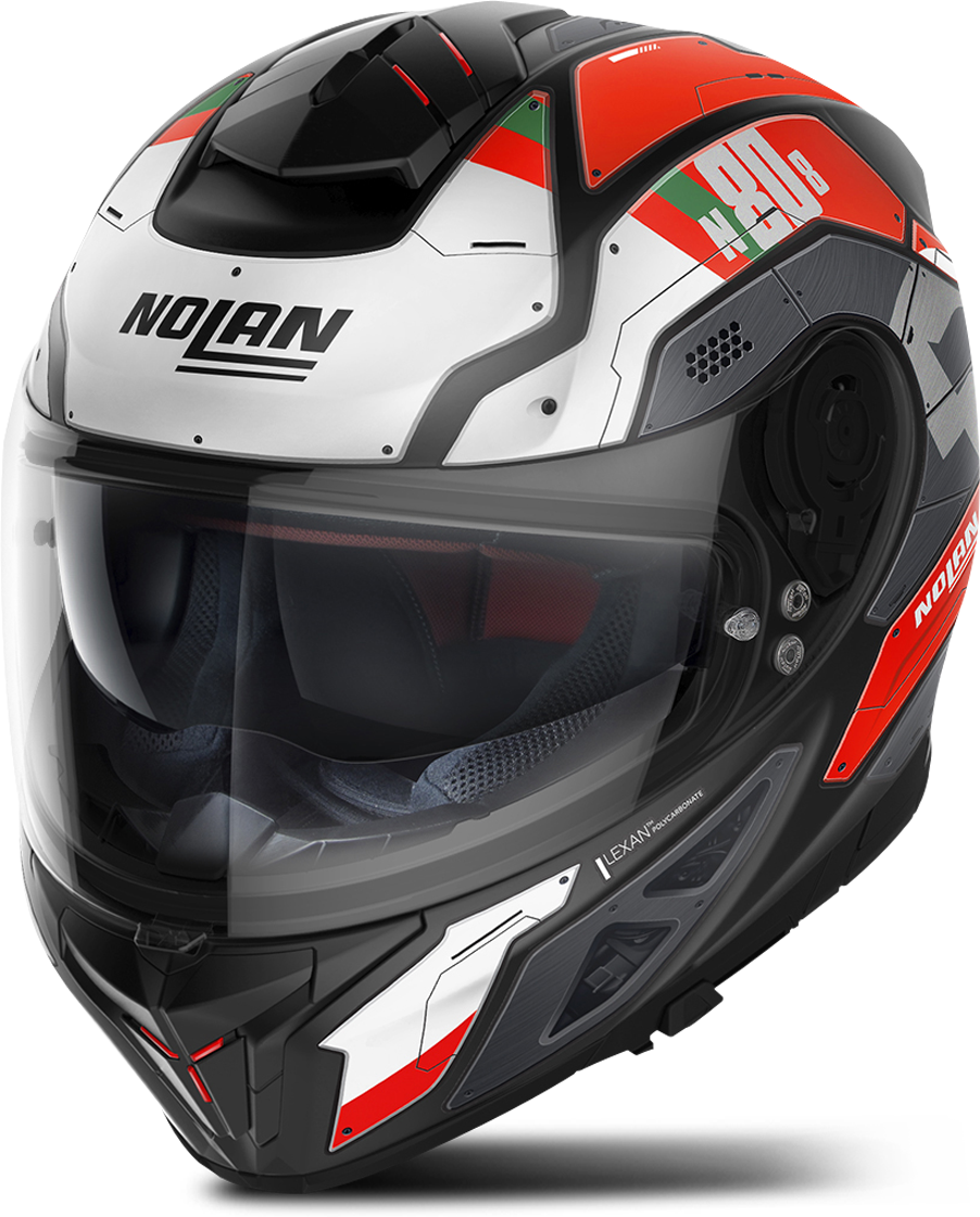 Nolan Casco Integral  N80-8 Starscream N-COM Negro-Blanco-Rojo