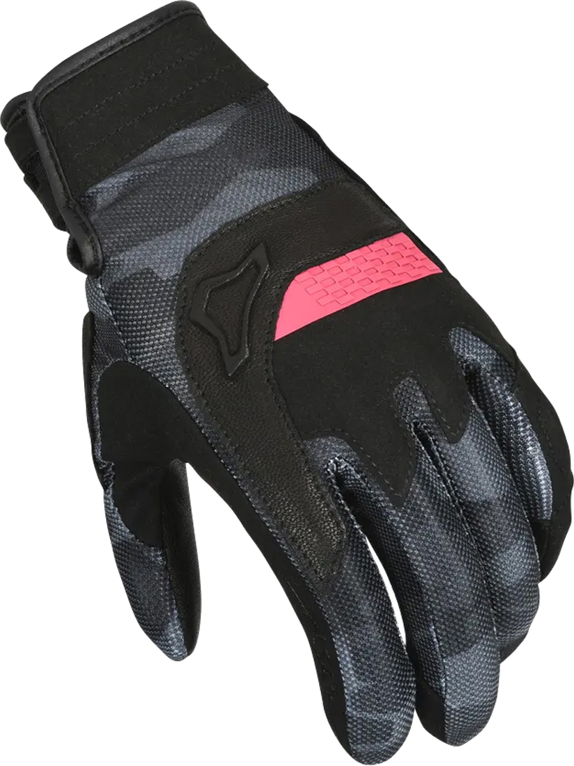 Macna Guantes de Moto Mujer  Congra Negro-Negro-Gris Camuflaje-Rosa