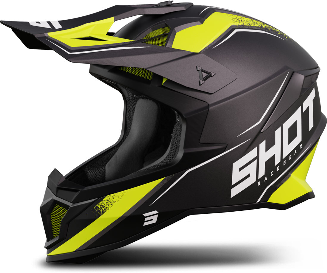 Shot Race Gear Casco de Cross Shot Lite Prism Negro-Neón-Amarillo