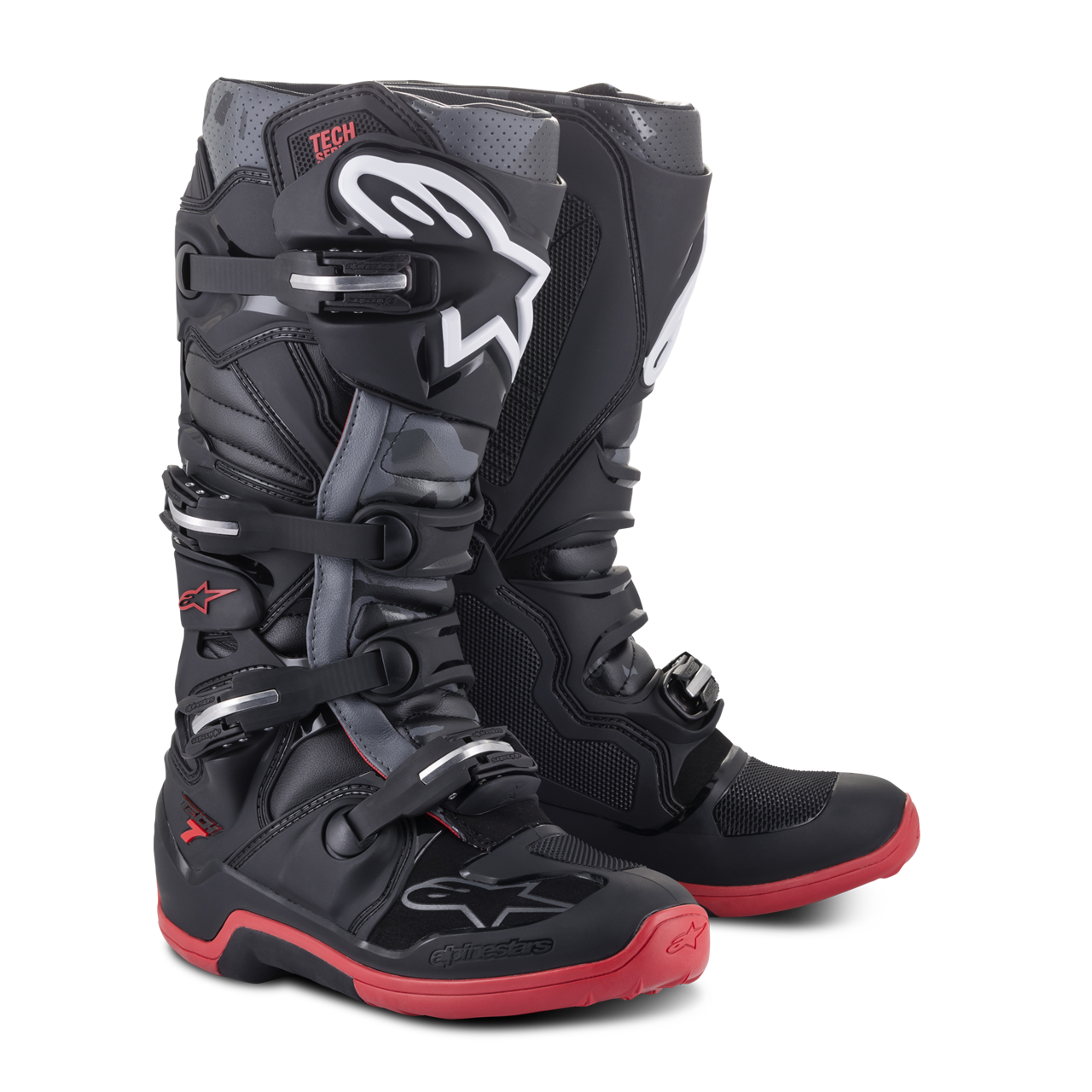 Alpinestars Botas de Cross  Tech 7 Negro-Gris-Rojo