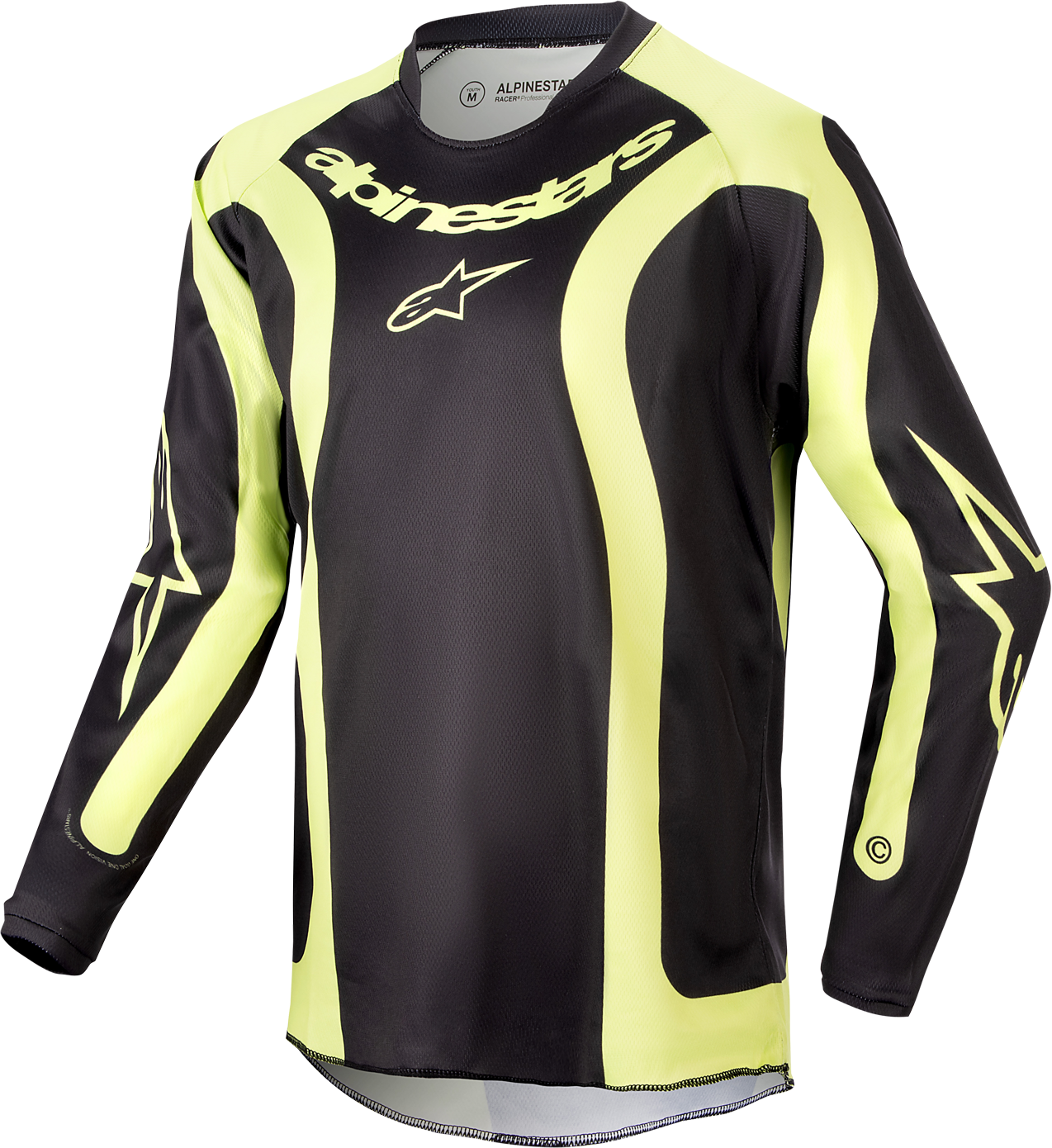 Alpinestars Camiseta de Cross Niño  Racer Lurv Negro-Amarillo Fluo