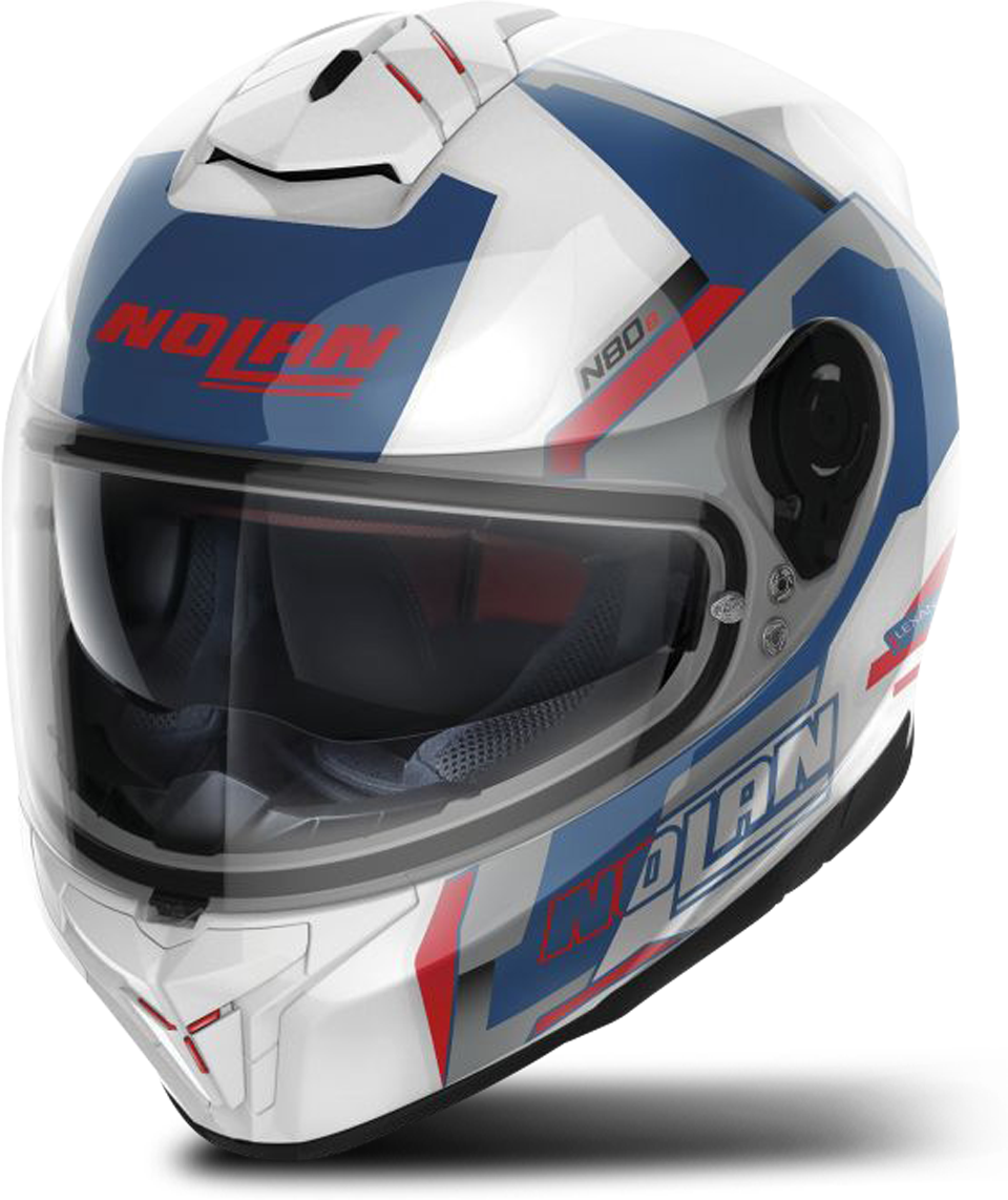 Nolan Casco Integral  N80-8 Wanted N-Com Blanco-Azul-Rojo