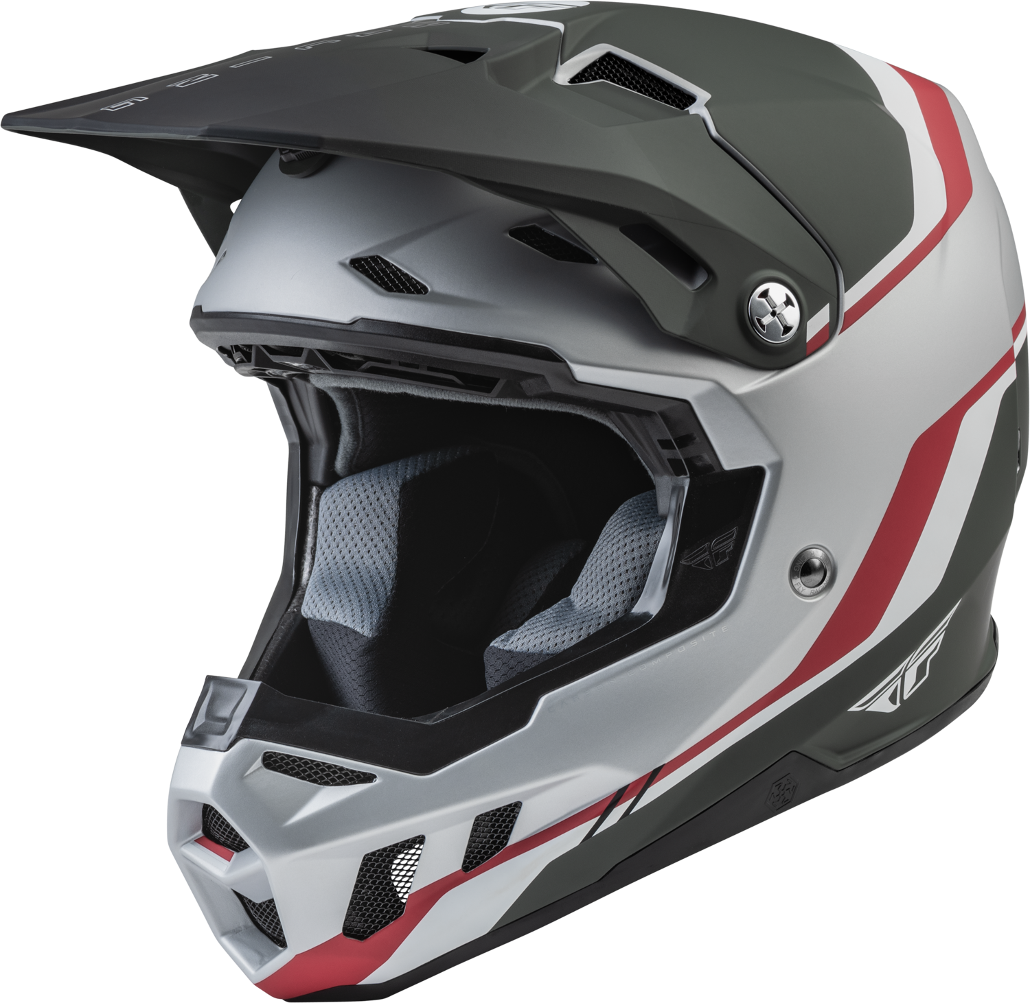 FLY Racing Casco de Cross  Formula CC Driver Plateado-Rojo-Blanco