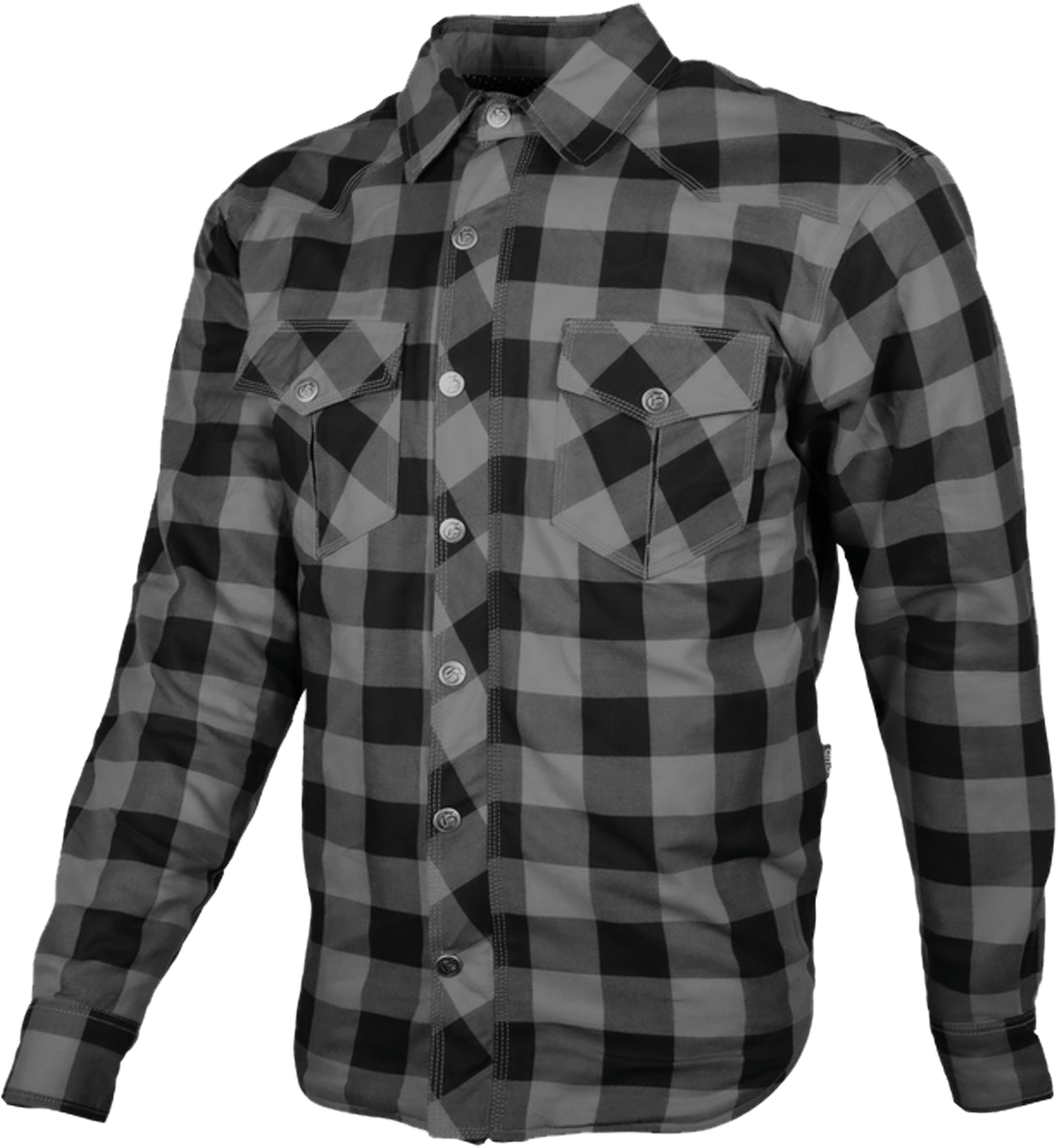 GMS Camisa de Moto de Franela  Jaguar Negro-Gris