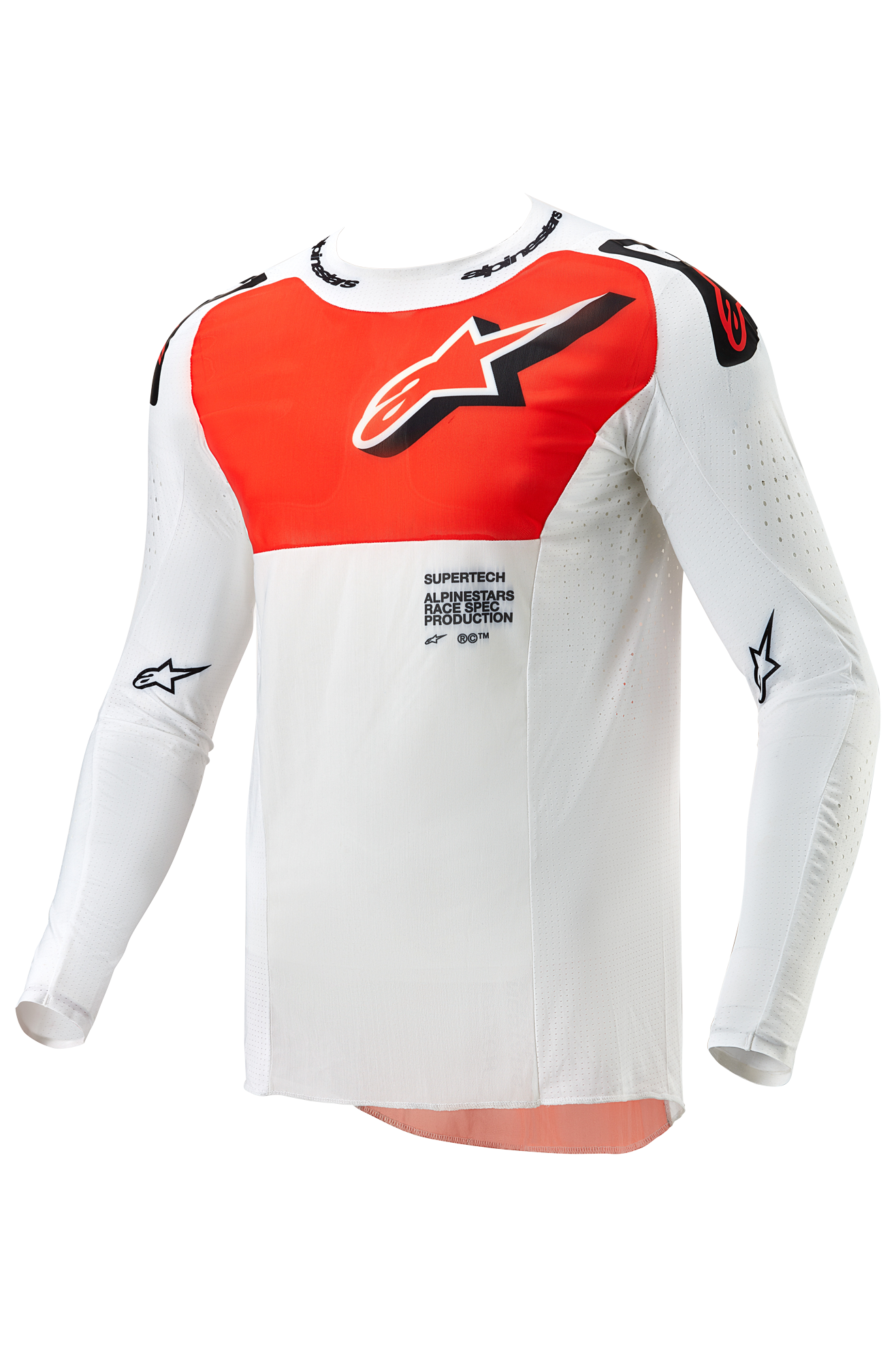 Alpinestars Camiseta de Cross  Supertech Ward Blanco-Naranja Caliente