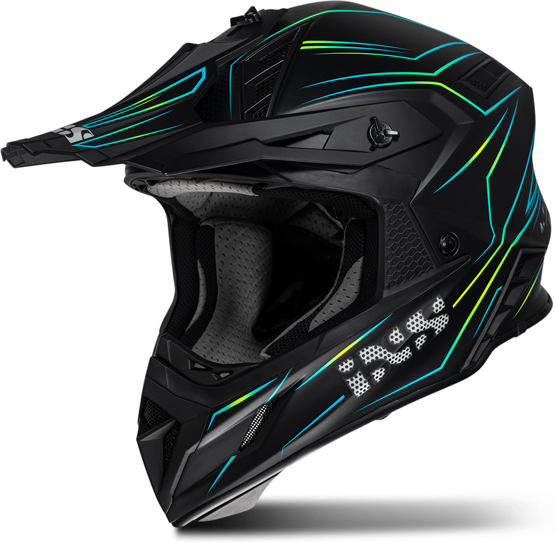 iXS Casco de Cross i 189FG 2.0 Negro Mate-Amarillo Fluo