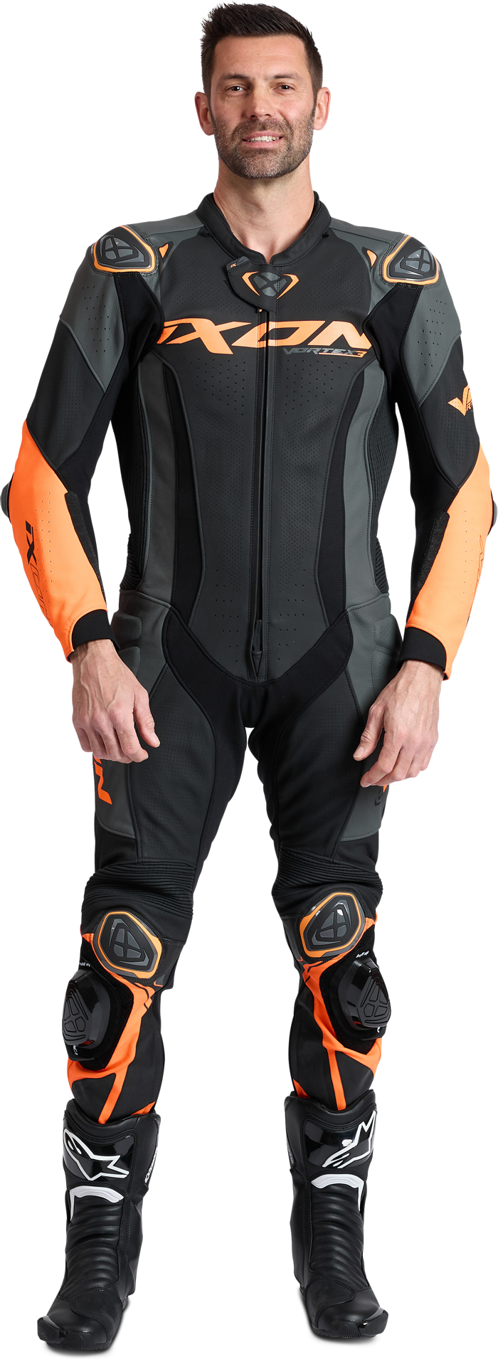 Ixon Chaqueta de Moto  Vortex 3 Negro-Antracita-Naranja