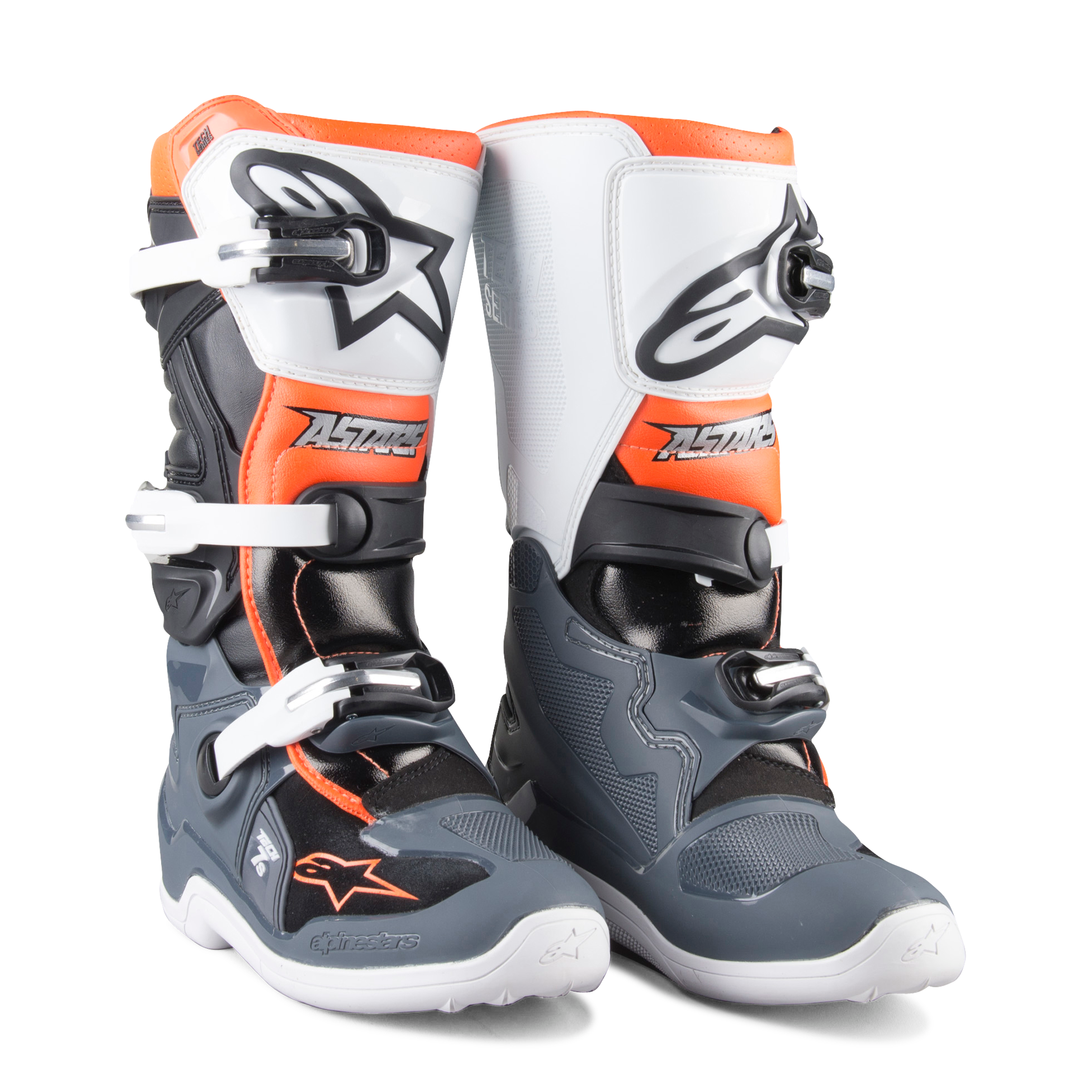 Alpinestars Botas de Cross  Tech 7S Niño Naranja Fluo-Gris-Blanco-Negro