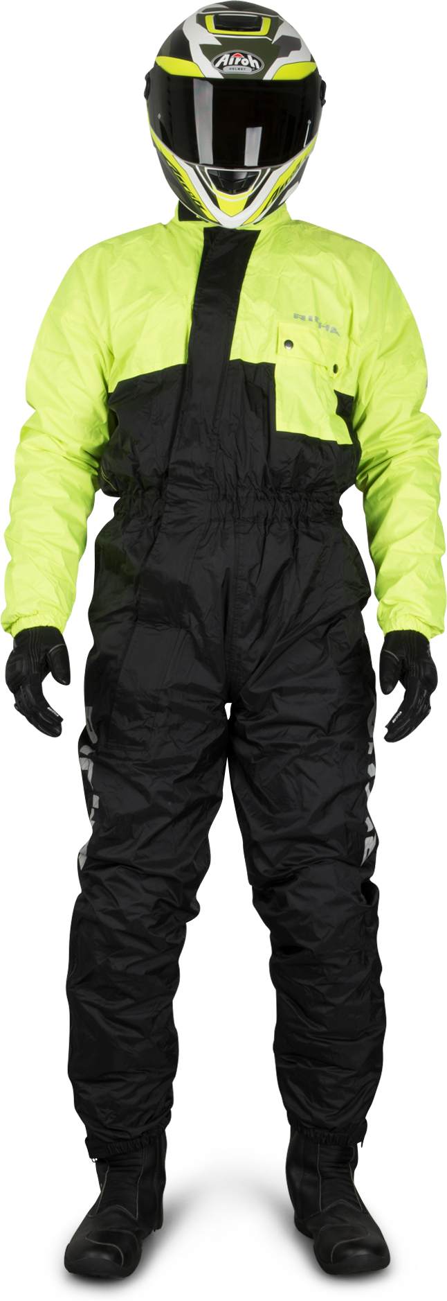 Richa Traje Impermeable  Simple Raincombi Negro-Amarillo fluo