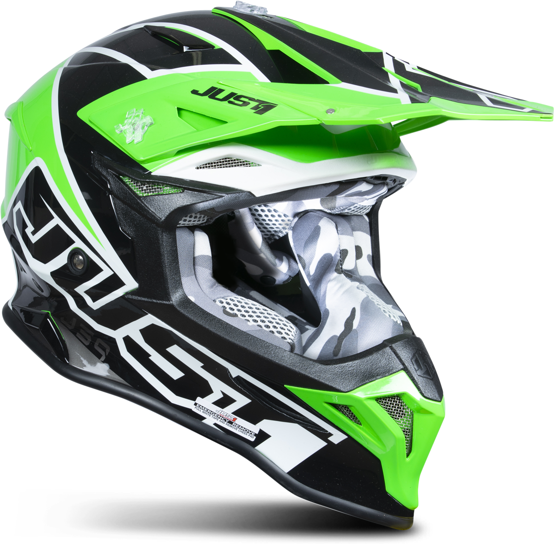 Just1 Casco de Cross  J39 Thruster Verde Fluo-Blanco