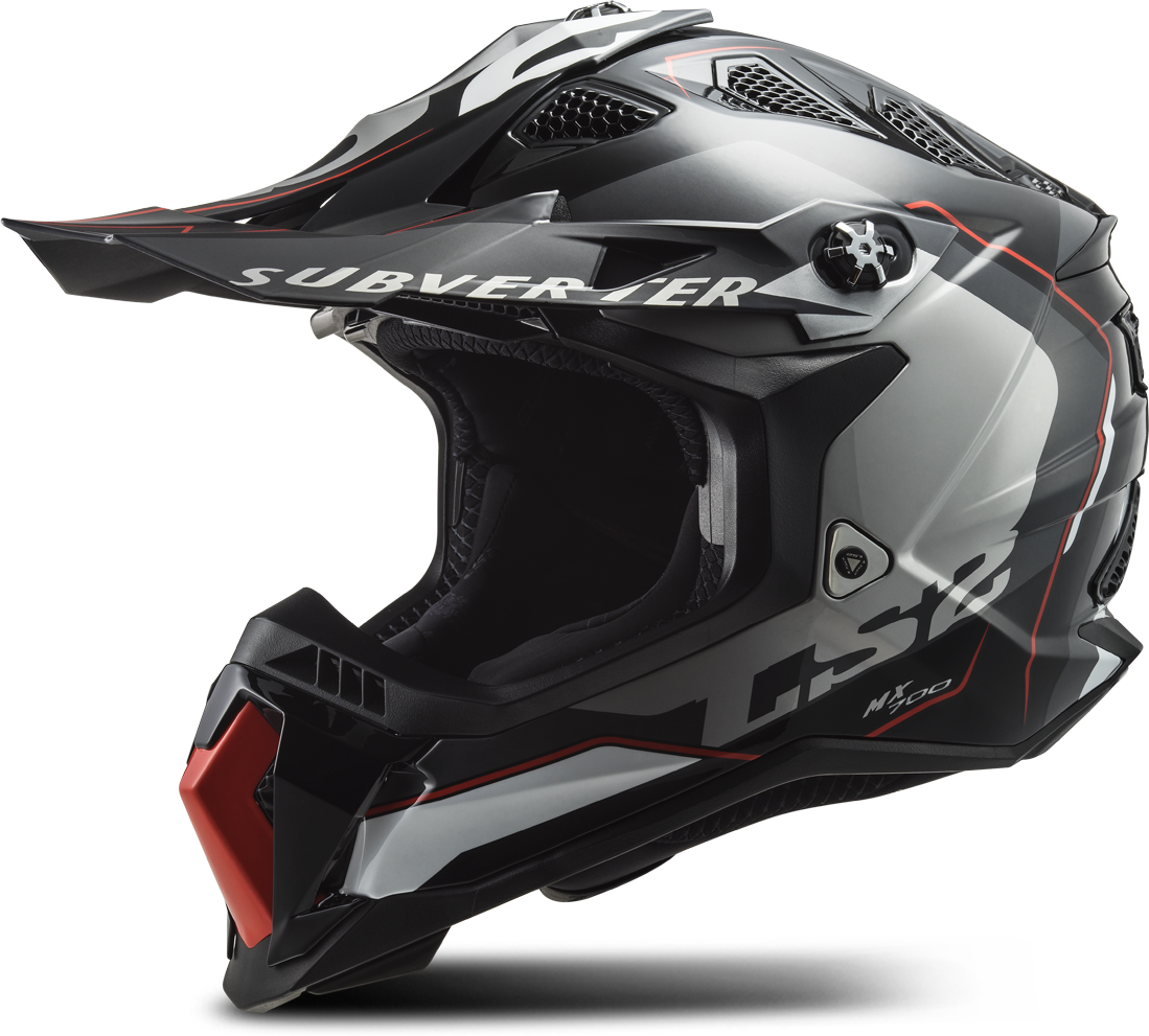 LS2 Casco de Cross  MX700 SUBVERTER Arched Negro-Plata-Titanio