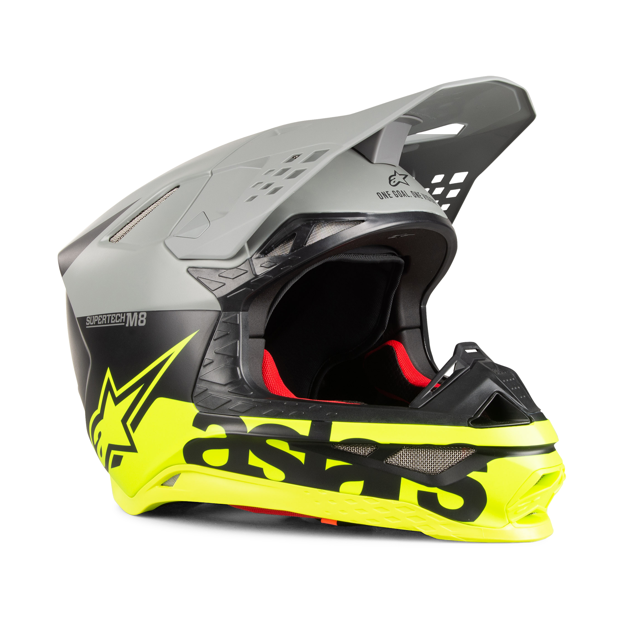 Alpinestars Casco de Cross  Supertech M8 Mips Radium Negro Mate-Gris-Amarillo Fluo