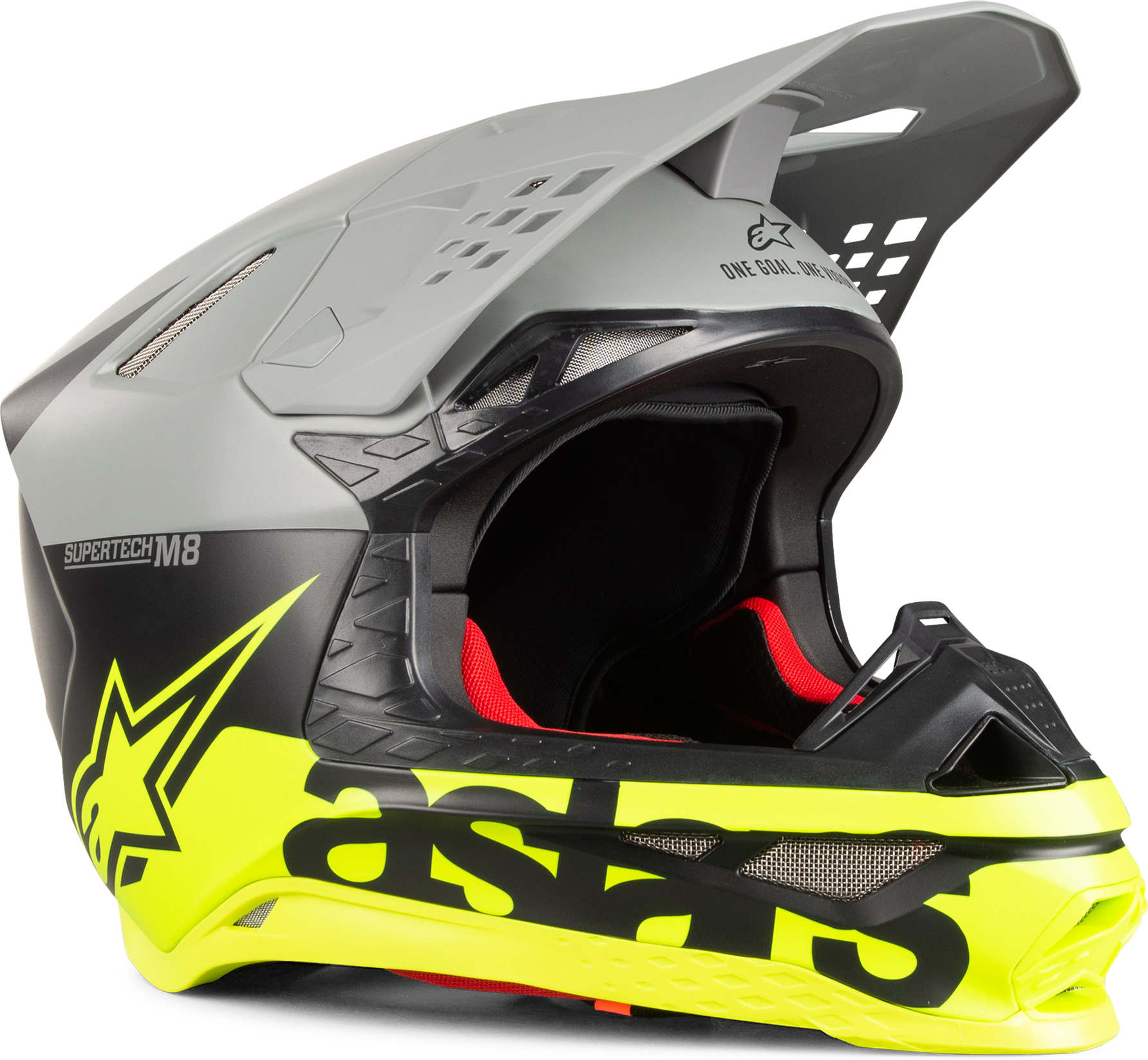 Alpinestars Casco de Cross  Supertech M8 Mips Radium Negro Mate-Gris-Amarillo Fluo