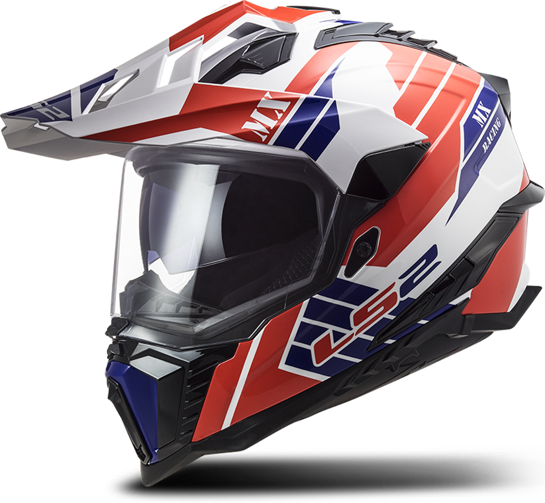 LS2 Casco Adventure  MX701 EXPLORER Atlantis Blanco Brillante-Rojo-Azul