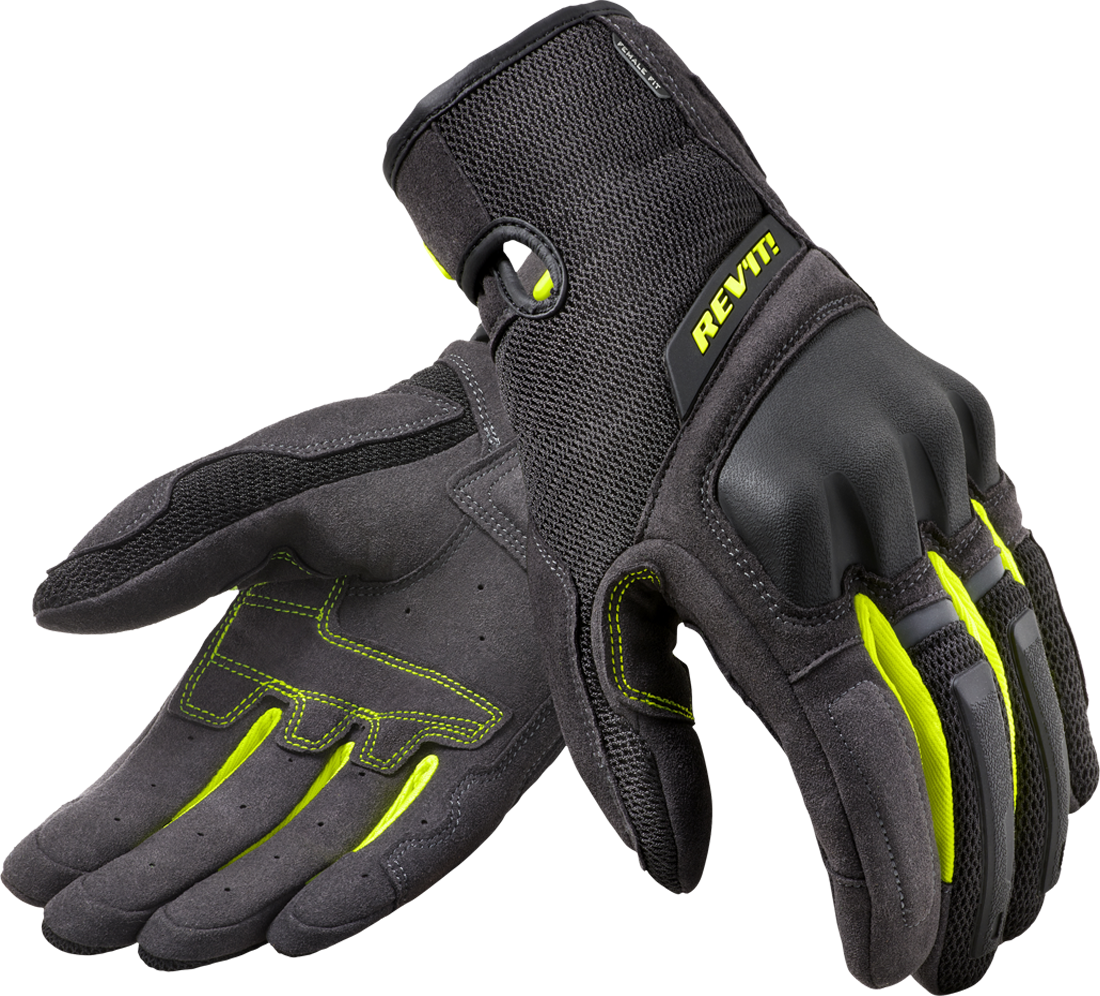 REV'IT! Guantes de Moto  Volcano Mujer Negro-Amarillo Neón