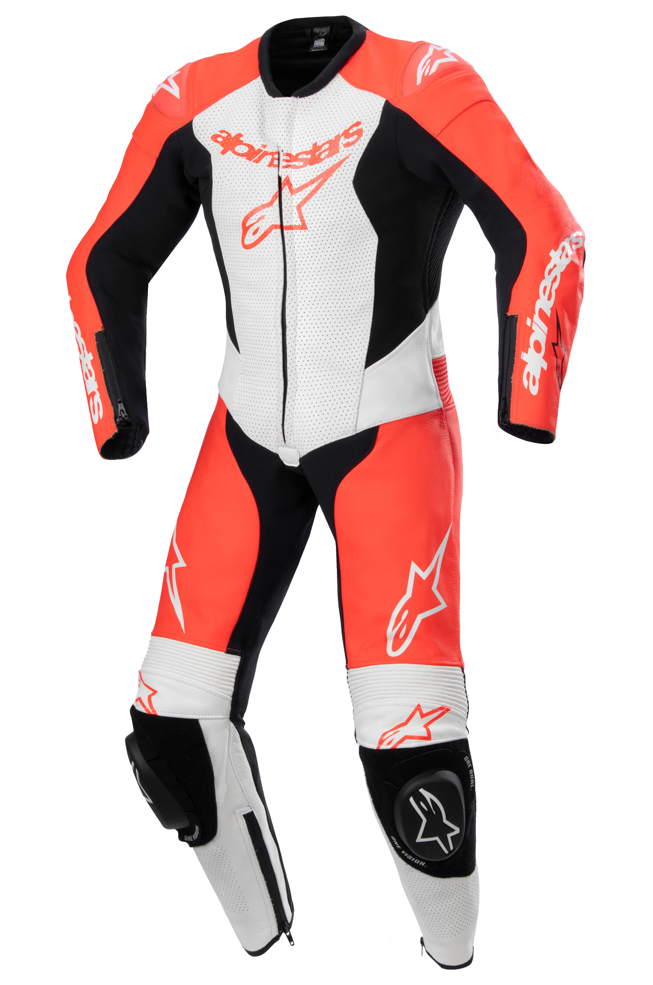 Alpinestars Mono de Cuero Niño  GP Plus V2 1 PC Rojo Flúor-Blanco-Negro