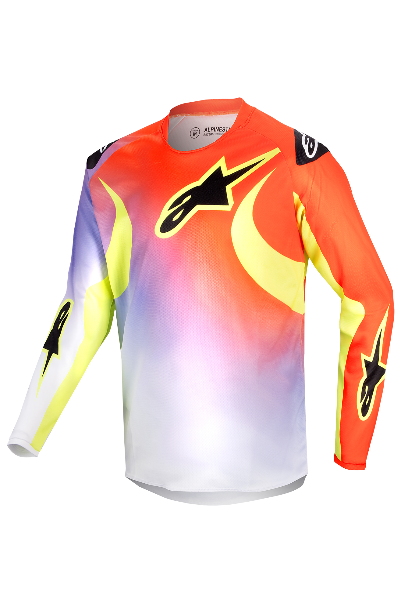 Alpinestars Camiseta de Cross Niño  Racer Lucent Blanco-Rojo Neón-Amarillo Fluo