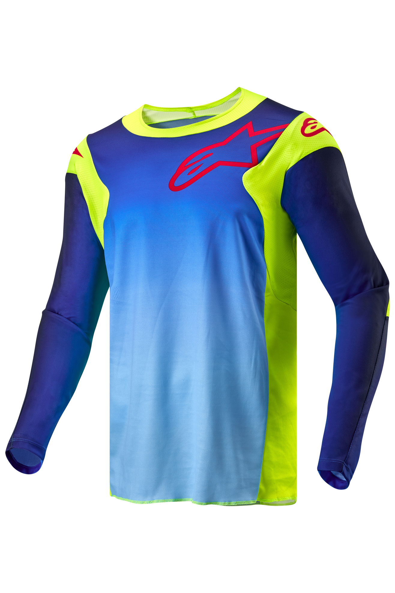 Alpinestars Camiseta de Cross Niño  Racer Hoen Amarillo Fluo-Azul-Azul Marino Noche