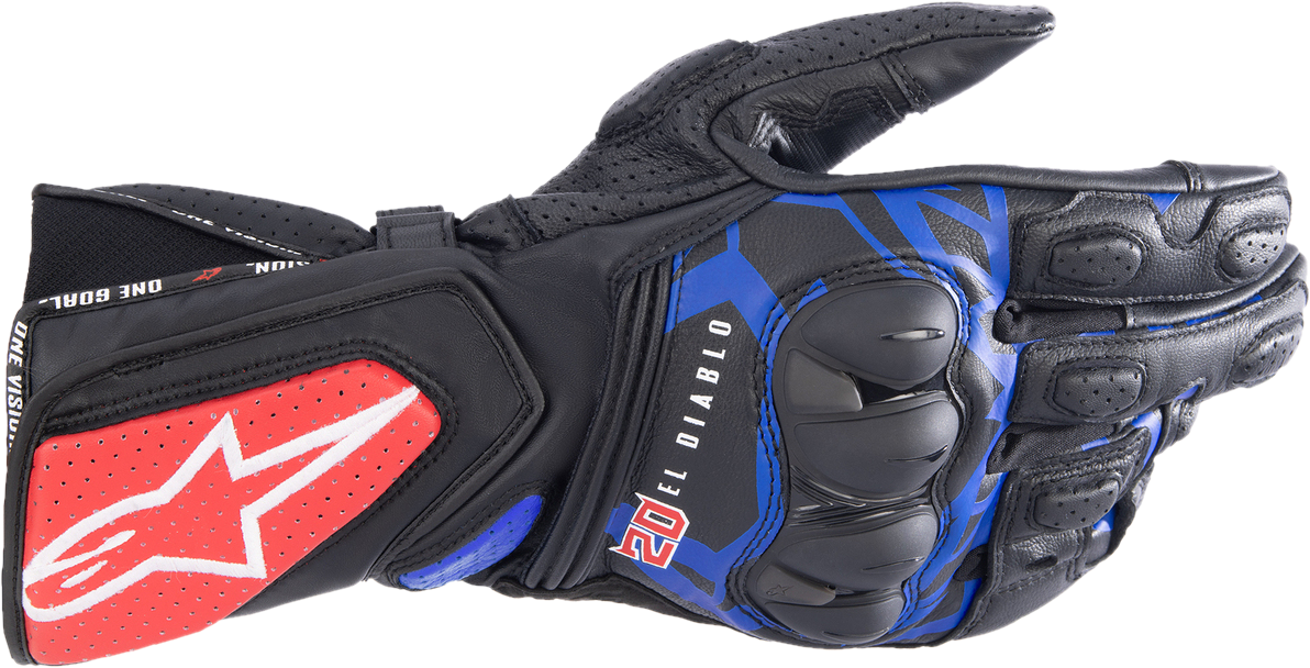 Alpinestars Guantes de Moto  FQ20 SP-8 V3 Monster Negro-Azul-Rojo Brillante-Verde