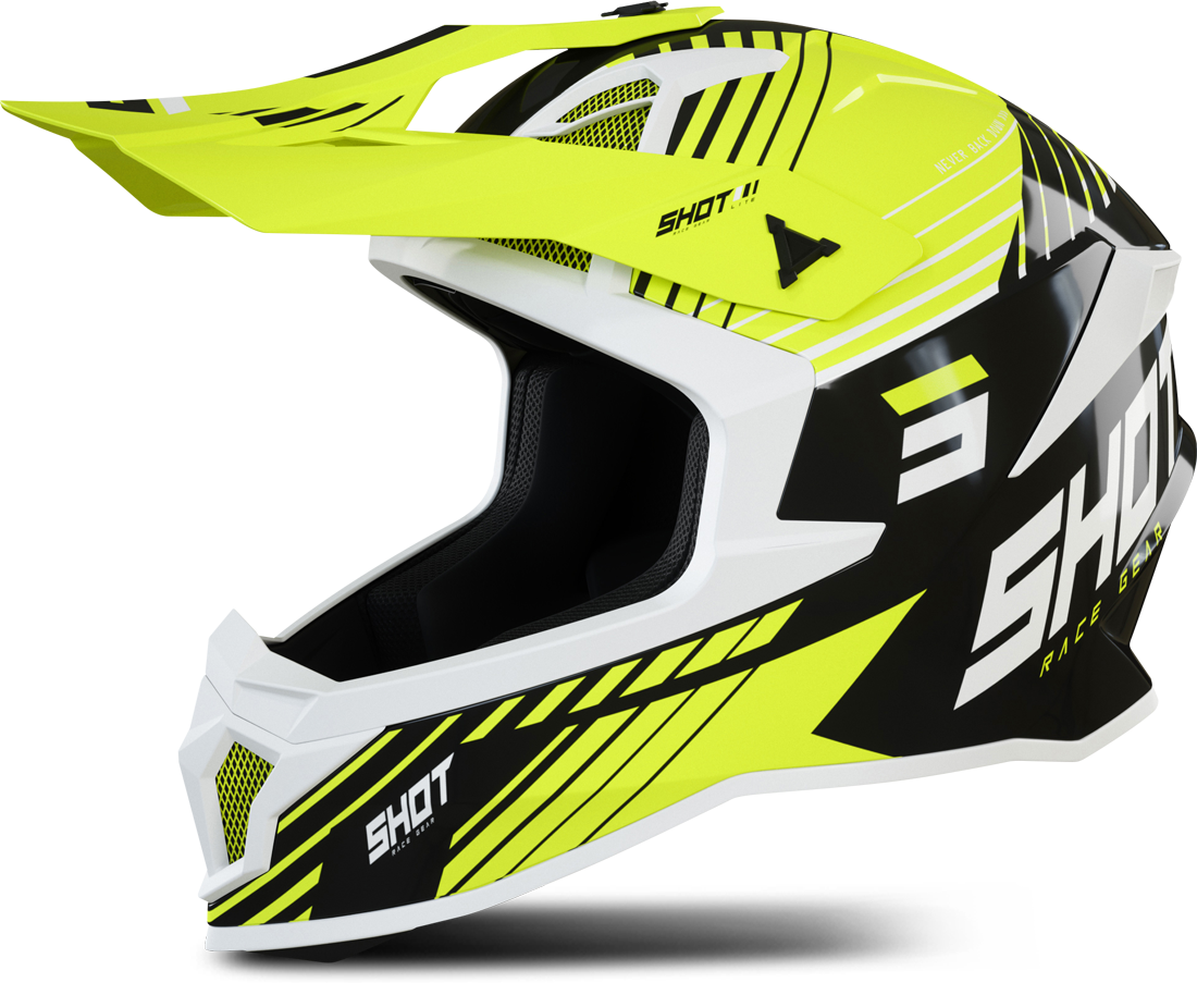 Shot Race Gear Casco de Cross Shot Lite Fury Negro-Neón-Amarillo