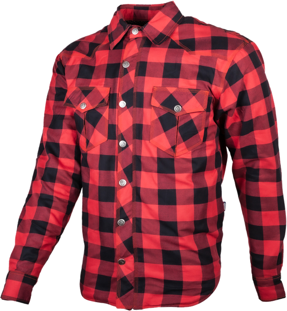 GMS Camisa de Moto de Franela  Jaguar Negro-Rojo