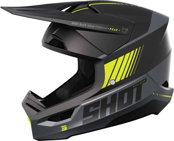 Shot Race Gear Casco de Cross Shot Furious Peak Gris-Amarillo Neón