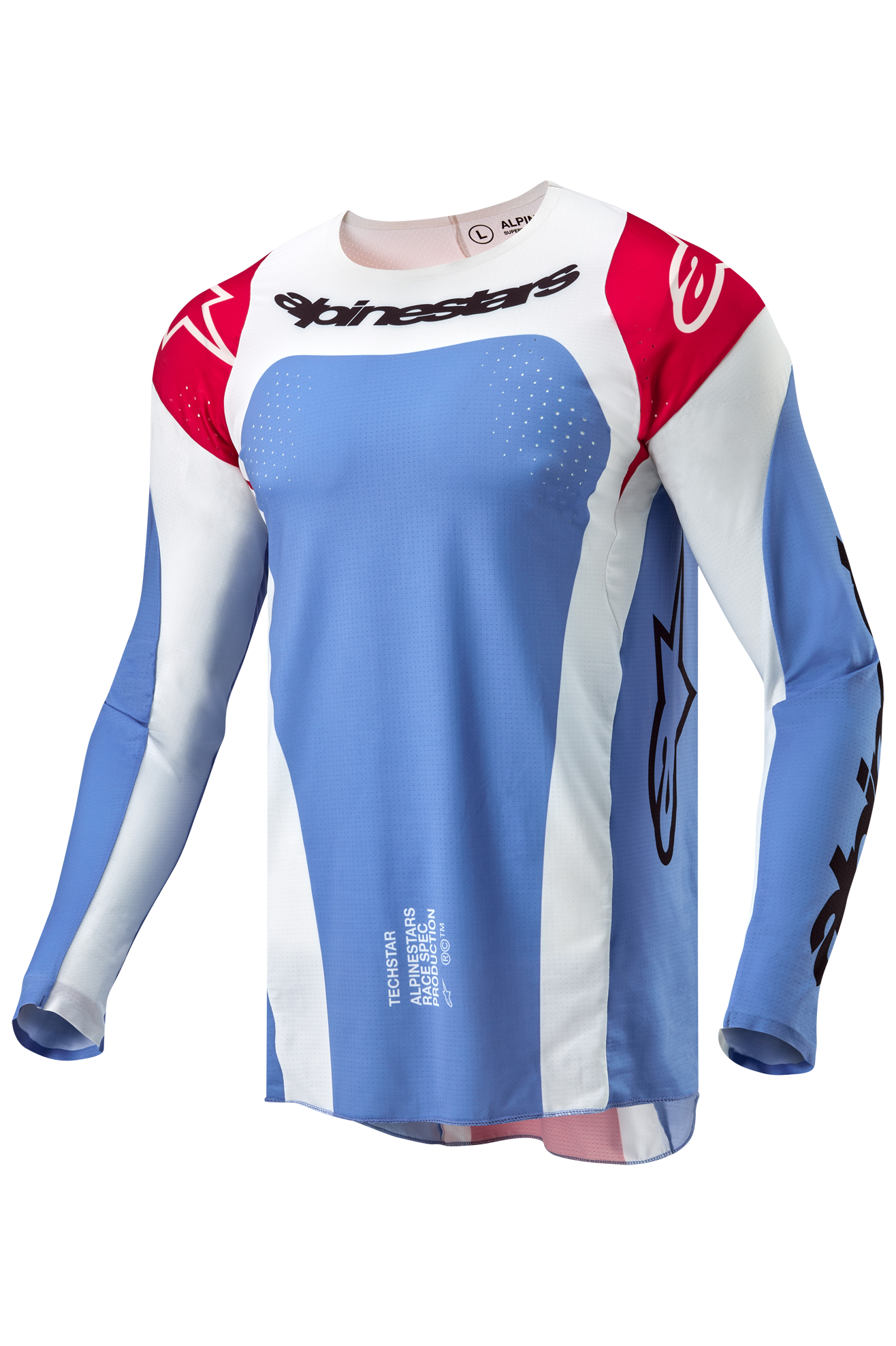 Alpinestars Camiseta de Cross  Techstar Ocuri Azul Claro-Rojo Marte-Blanco